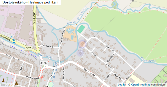 Dostojevského - mapa podnikání