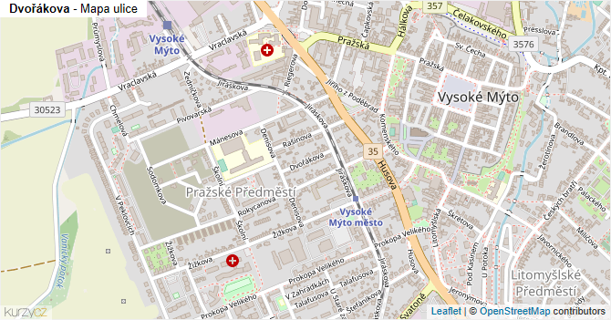 Dvořákova - mapa ulice