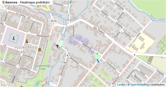 Erbenova - mapa podnikání