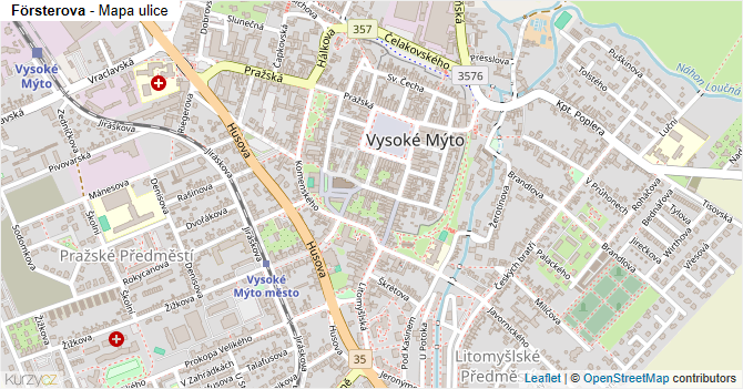 Försterova - mapa ulice