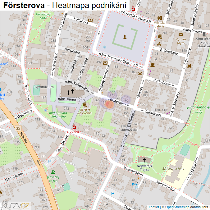 Mapa Försterova - Firmy v ulici.