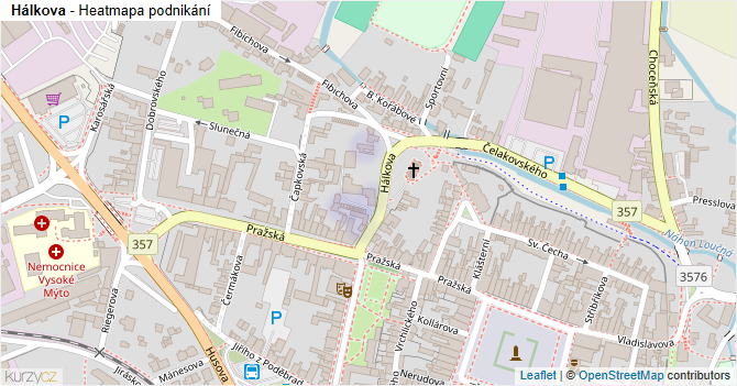 Hálkova - mapa podnikání