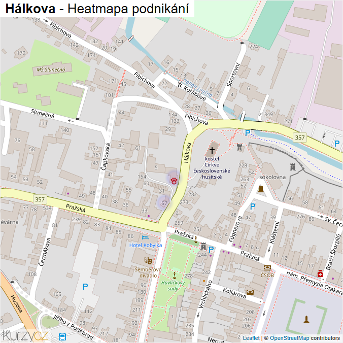 Mapa Hálkova - Firmy v ulici.