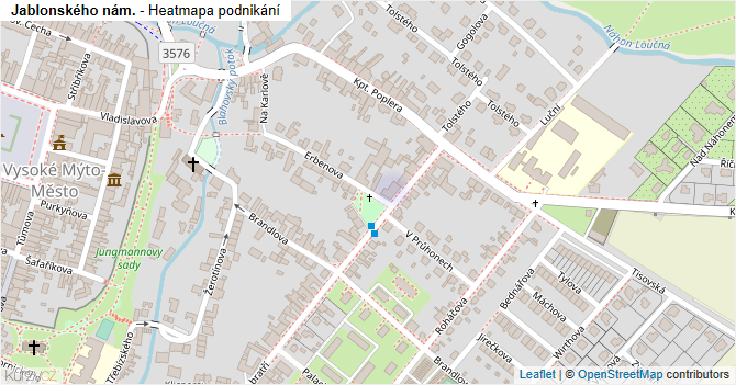 Jablonského nám. - mapa podnikání