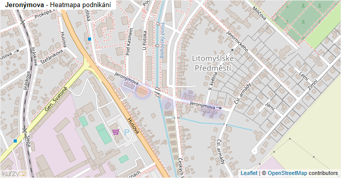 Jeronýmova - mapa podnikání