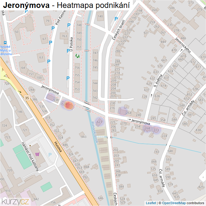 Mapa Jeronýmova - Firmy v ulici.