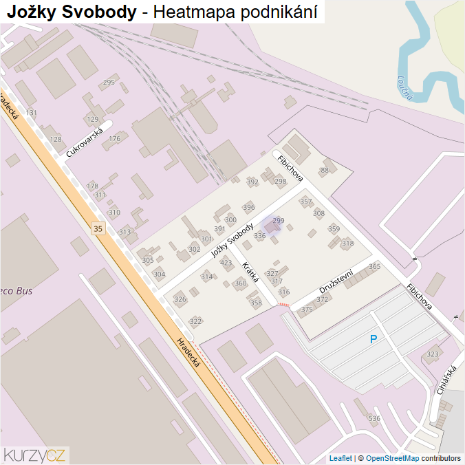 Mapa Jožky Svobody - Firmy v ulici.
