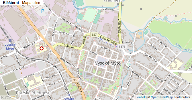 Klášterní - mapa ulice