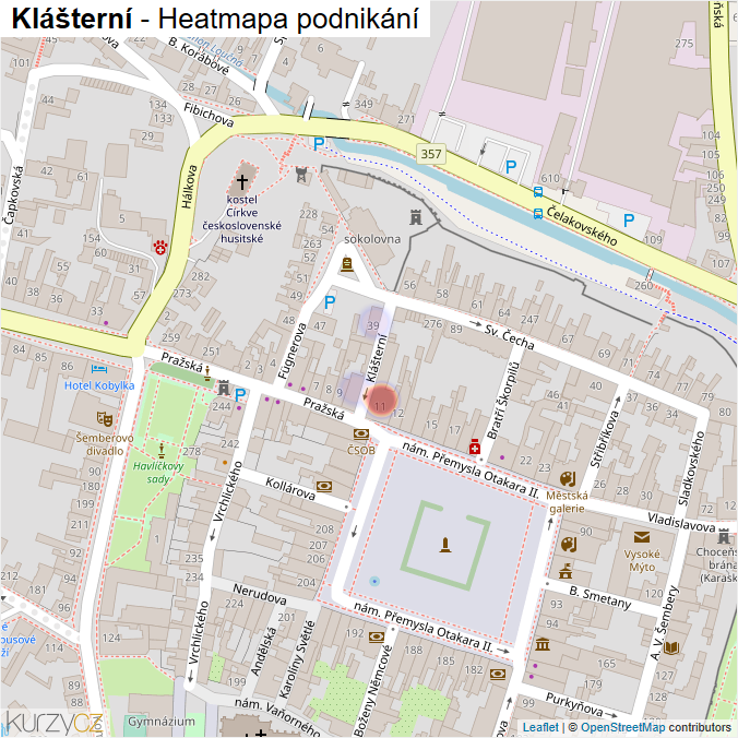 Mapa Klášterní - Firmy v ulici.