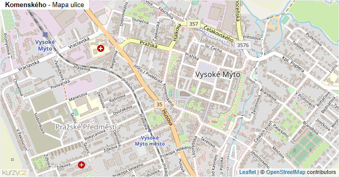 Komenského - mapa ulice