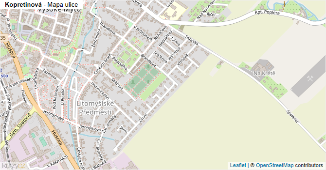 Kopretinová - mapa ulice