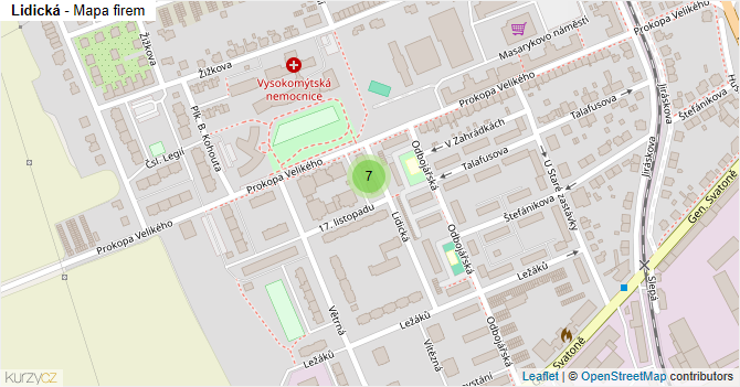 Lidická - mapa firem