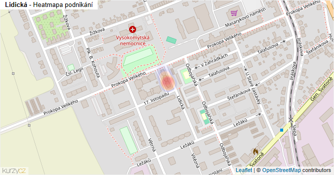 Lidická - mapa podnikání