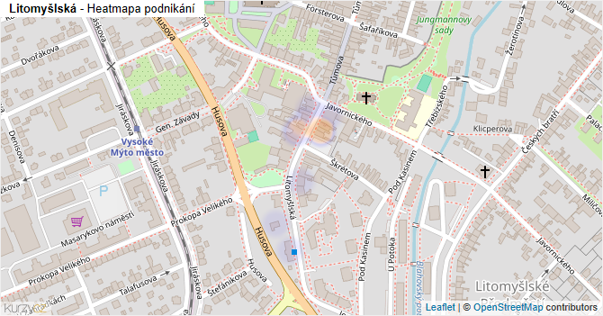 Litomyšlská - mapa podnikání