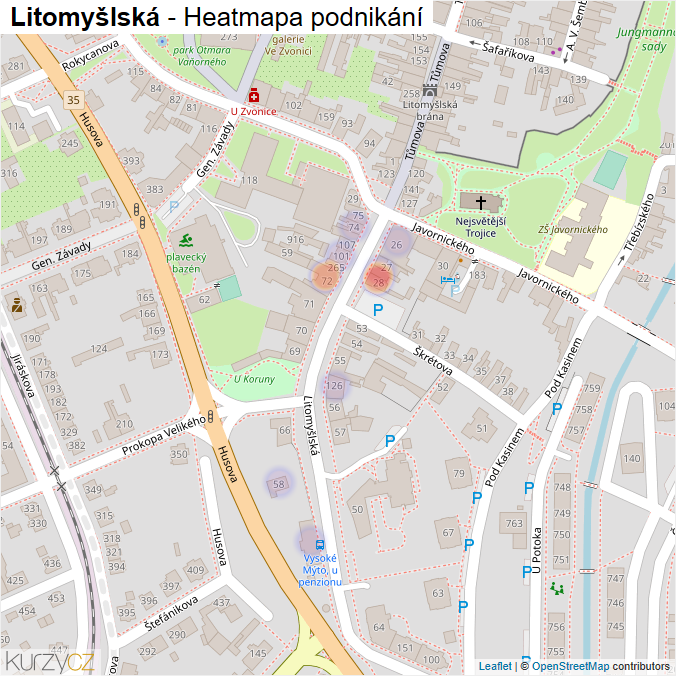 Mapa Litomyšlská - Firmy v ulici.