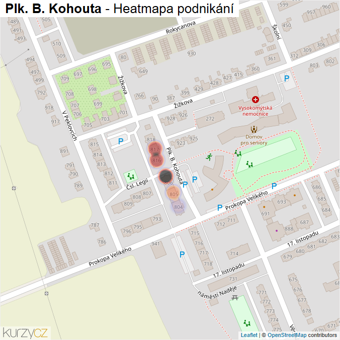 Mapa Plk. B. Kohouta - Firmy v ulici.