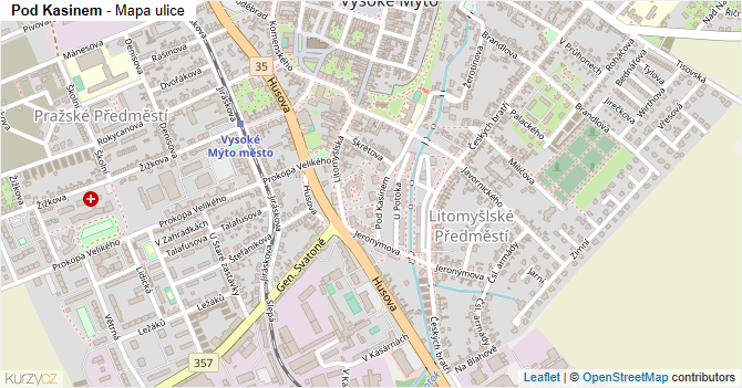 Pod Kasinem - mapa ulice