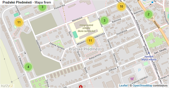 Pražské Předměstí - mapa firem