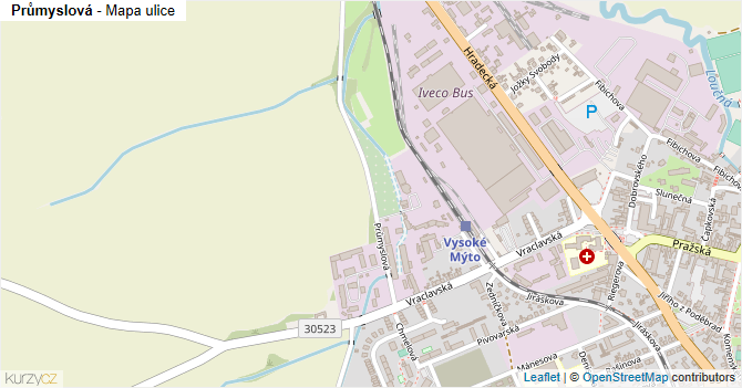 Průmyslová - mapa ulice