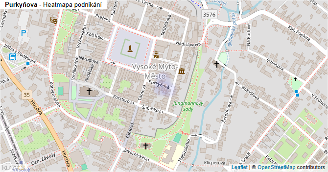 Purkyňova - mapa podnikání