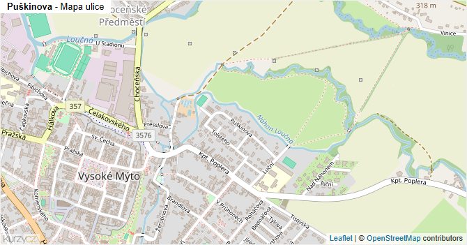 Puškinova - mapa ulice
