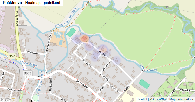 Puškinova - mapa podnikání