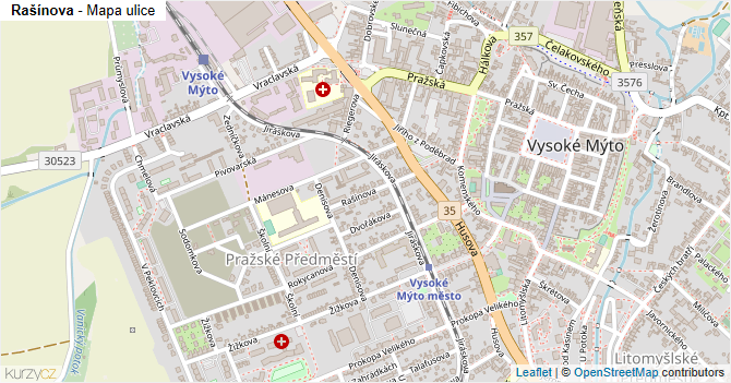 Rašínova - mapa ulice