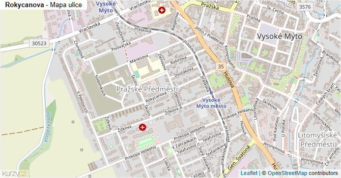 Rokycanova - mapa ulice