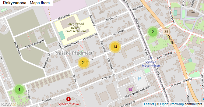Rokycanova - mapa firem