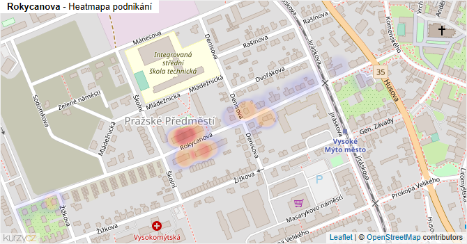 Rokycanova - mapa podnikání