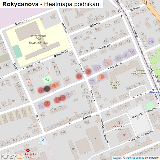 Mapa Rokycanova - Firmy v ulici.