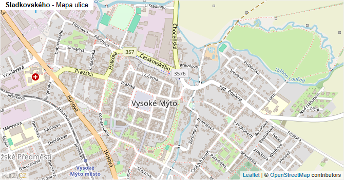 Sladkovského - mapa ulice