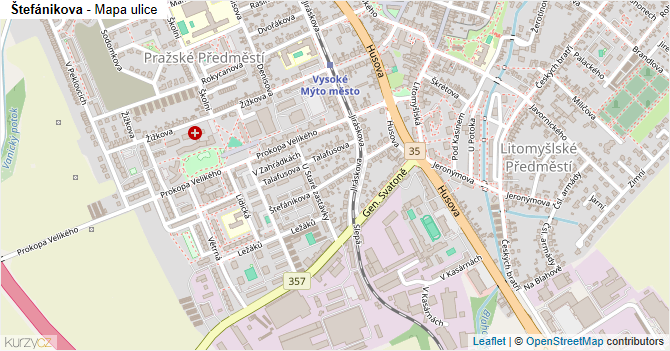 Štefánikova - mapa ulice