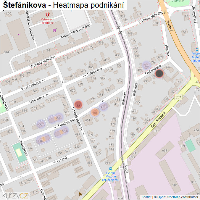 Mapa Štefánikova - Firmy v ulici.