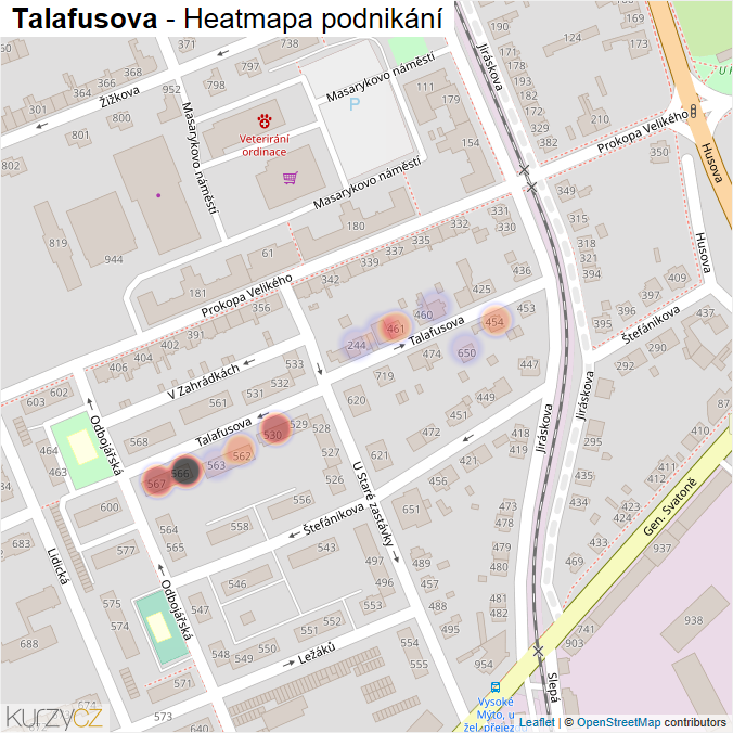 Mapa Talafusova - Firmy v ulici.