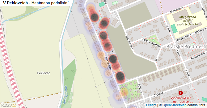 V Peklovcích - mapa podnikání