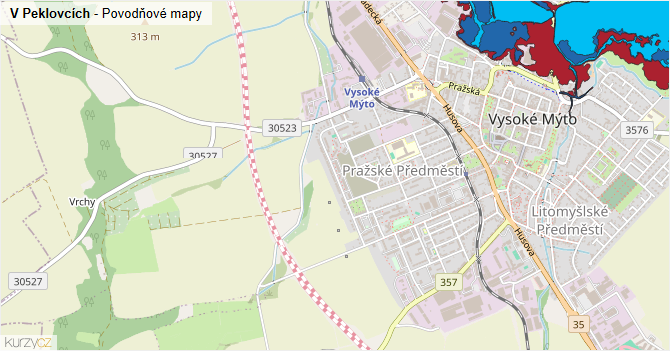 V Peklovcích - záplavové mapy stoleté vody