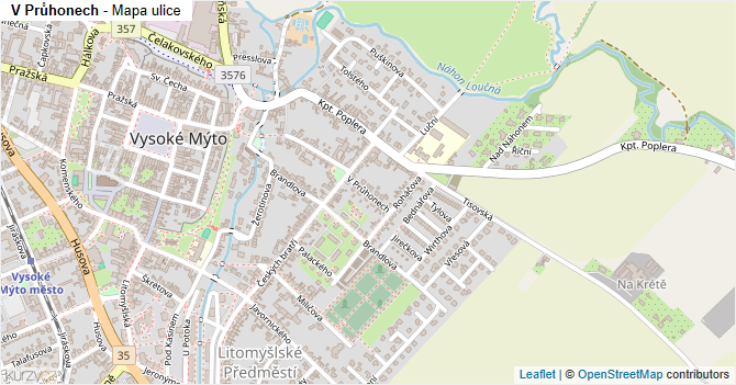 V Průhonech - mapa ulice