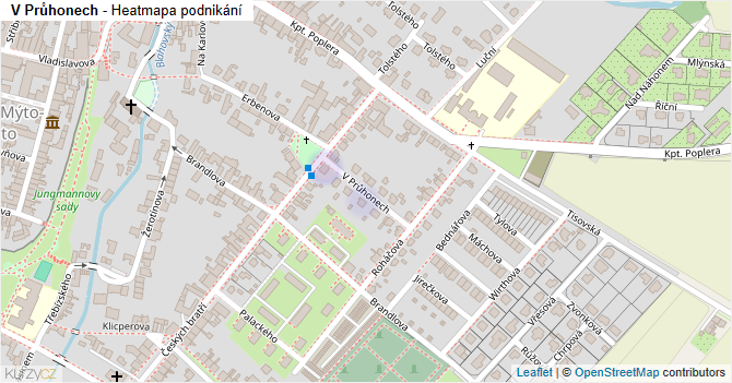 V Průhonech - mapa podnikání