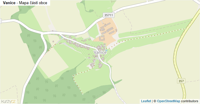 Vanice - mapa části obce