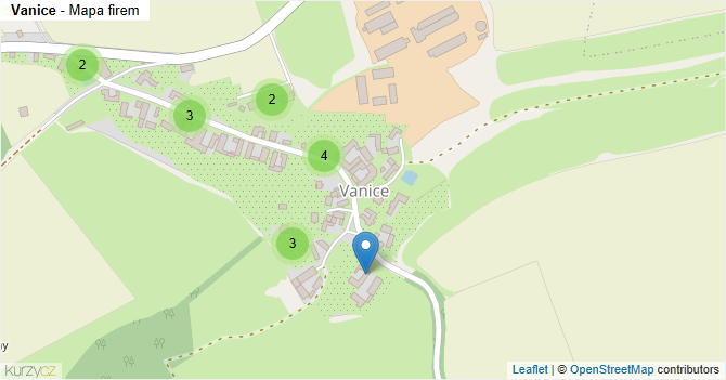 Vanice - mapa firem