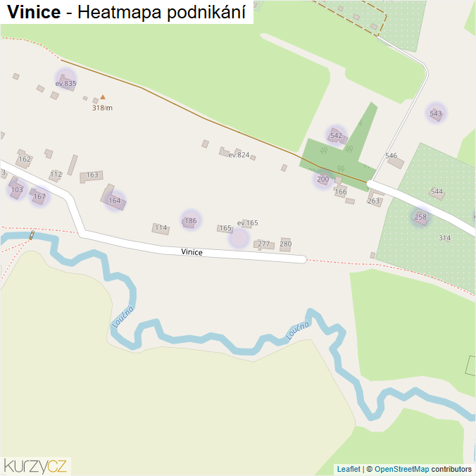 Mapa Vinice - Firmy v ulici.