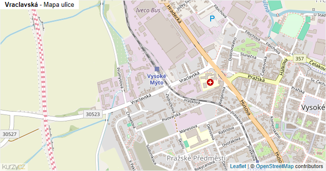 Vraclavská - mapa ulice