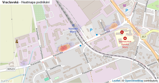 Vraclavská - mapa podnikání