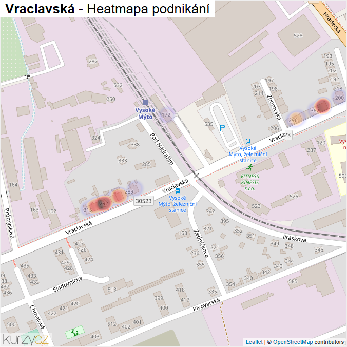 Mapa Vraclavská - Firmy v ulici.