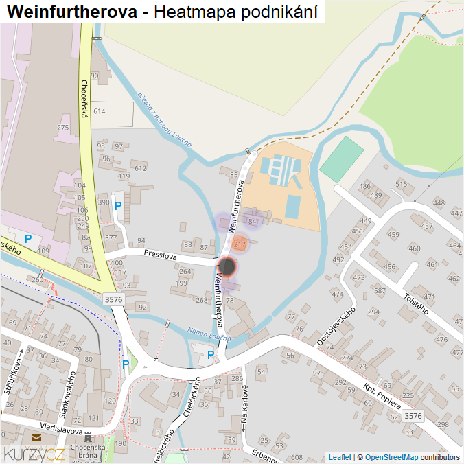 Mapa Weinfurtherova - Firmy v ulici.
