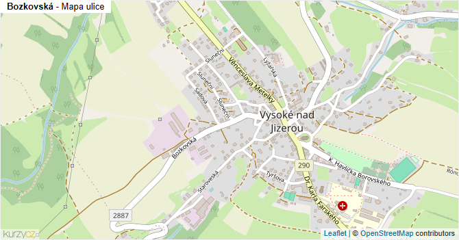 Bozkovská - mapa ulice