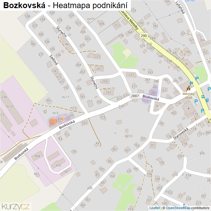 Mapa Bozkovská - Firmy v ulici.