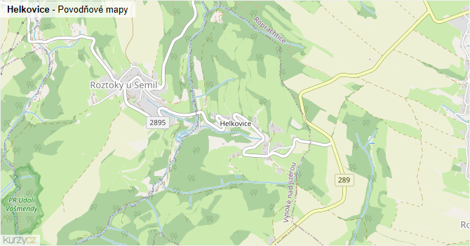 Helkovice - záplavové mapy stoleté vody