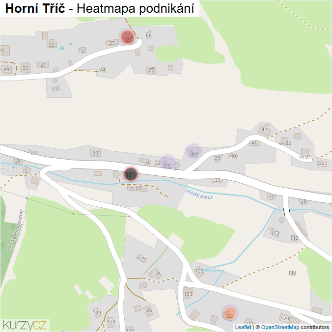 Mapa Horní Tříč - Firmy v části obce.